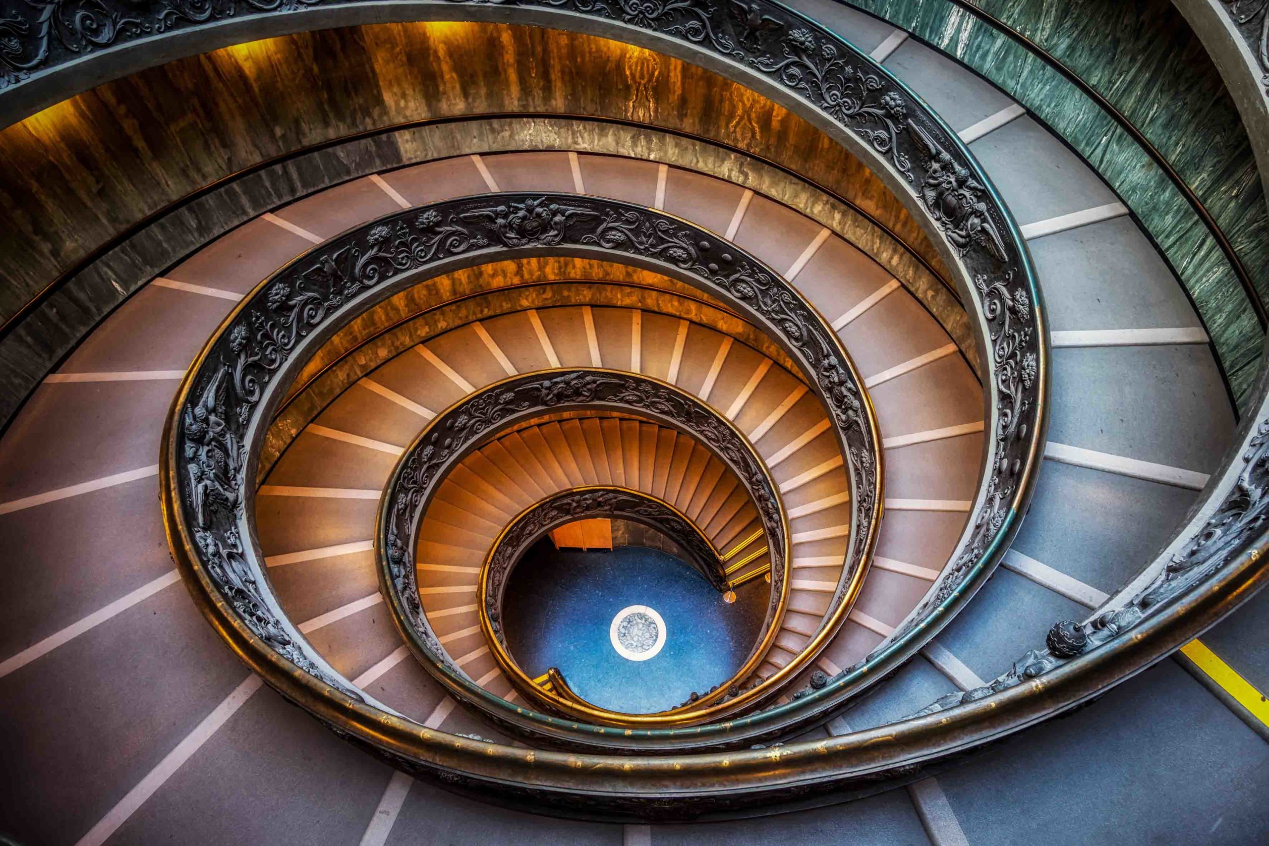 Vatican museum spiral staircase. taken from the top